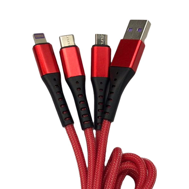 尼龙编织一拖三 USB 连接线-4