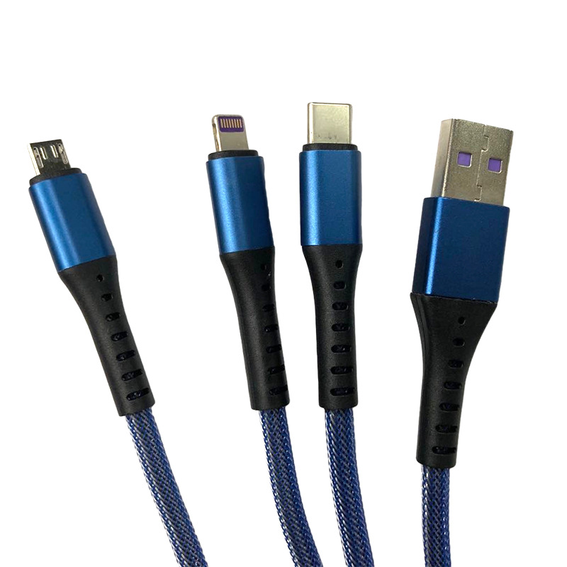 尼龙编织一拖三 USB 连接线-5